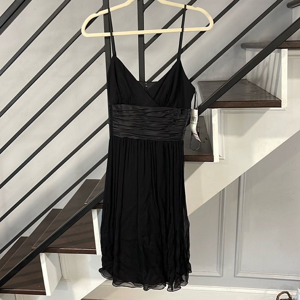 Maggy London 100% Silk Black‎ Spaghetti Strap Dress size 8 NWT